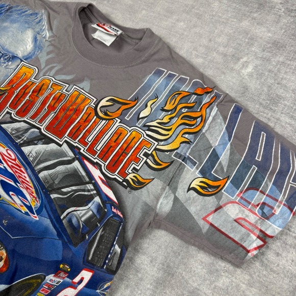 Rusty Wallace Shirt Mens Medium Gray Vtg All Over Print Chase Authentics Racing - Picture 3 of 12